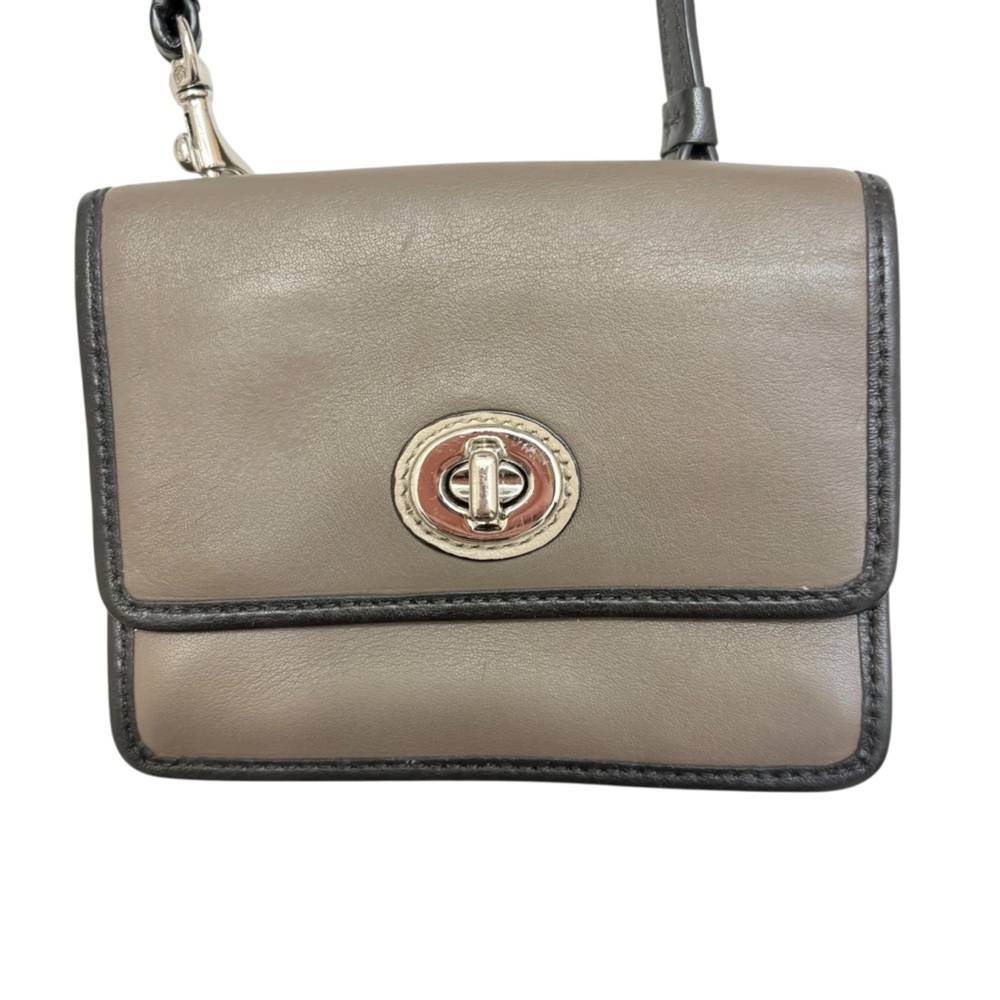 Coach 48022 legacy y2k mini turnlock crossbody bag gray/taupe black leather